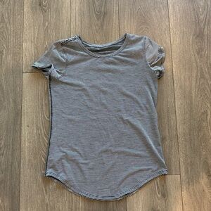 lululemon athletica Black and White Striped Short Sleeve Tee